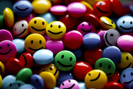 Radiating Joy: A Colorful Array of Smiling Faces Paints a Picture of Happiness and Blissの素材