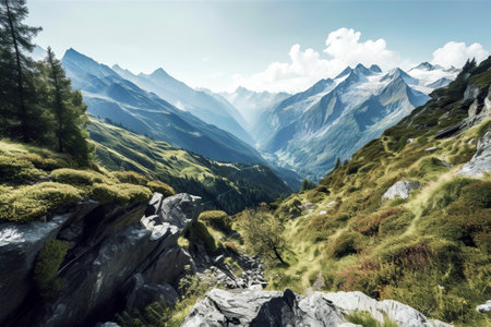 Epic Alpine Adventure: Exploring the Rugged Peaks and Endless Wilderness of the Mountain Rangeの素材