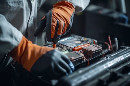 Skilled Mechanic's Expert Hands: A Closer Look at Precision Automotive Work Under the Hoodの素材