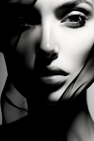 Obscured Identity: A Close-Up Study of a Face in Shadowsの素材