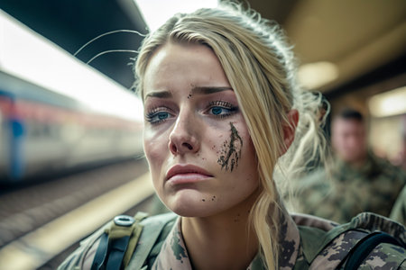 Camouflaged in the Crowd: A Traveler s Tale in a Busy Terminalの素材