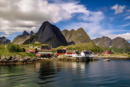 Idyllic Fishing Village Nestled in the Heart of a Fjordの素材
