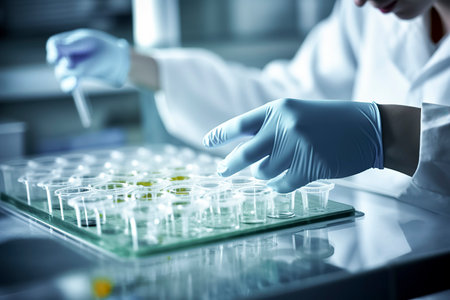 Precision in Practice: Scientist Pipetting Liquid into Test Tubes in a Laboratoryの素材