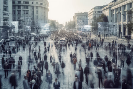 Futuristic City Life: A Bustling Urban Scene Through a Sci-Fi Lensの素材