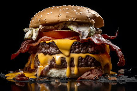 Sizzling Bacon Cheeseburger: A Feast for the Eyes and the Palateの素材