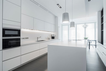 Sleek and Bright: A Contemporary Kitchen with Large Island and Natural Lightの素材
