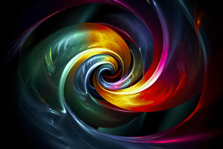 abstract image of a colorful spiral with a smooth gradient, set against a dark backgroundの素材