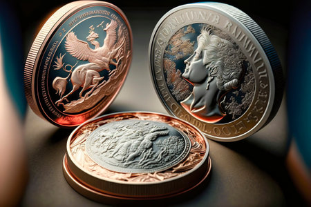 several coins of different types on a tableの素材
