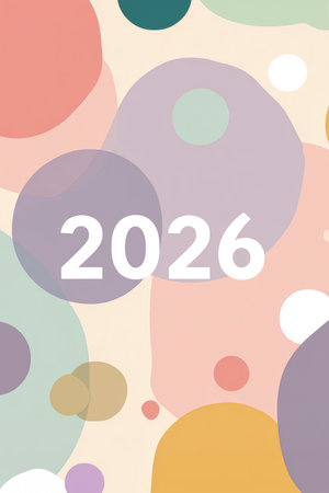 Abstract background showing the year 2026 with colorful pastel organic shapes