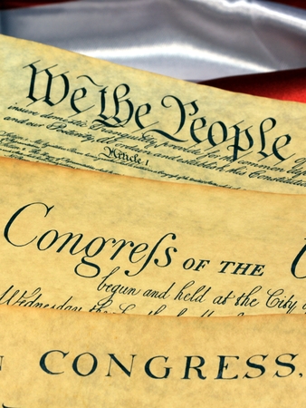 Historical Document US Constitution - We The People with American Flag