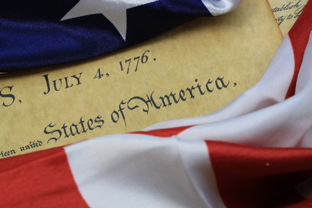 American Constitution and US Flag