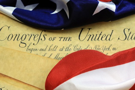 American Constitution and US Flagの写真素材