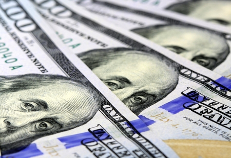 American currency one hundred dollar bills - Finance and banking concept