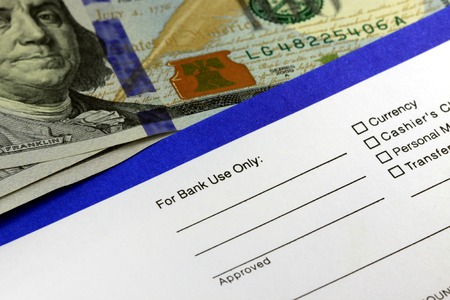 Business income banking transfer slip - Finance and accounting conceptの写真素材
