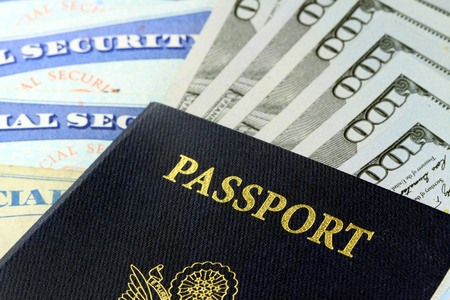 Travel Documents - USA Passport with American Currency