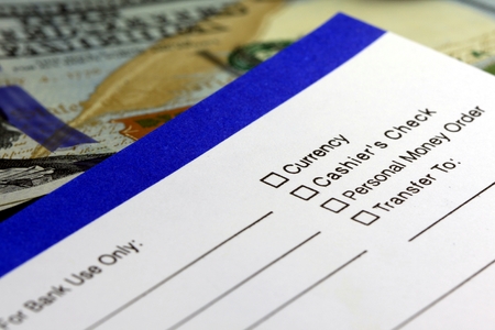 Business income banking transfer slip - Finance and accounting conceptの写真素材