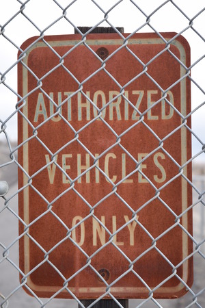 Authorized vehicle only sign in Grand Coulee.の写真素材