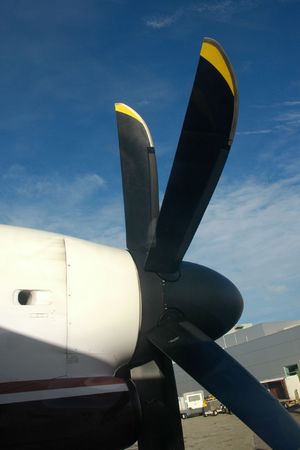 Propeller on a commuter airplane