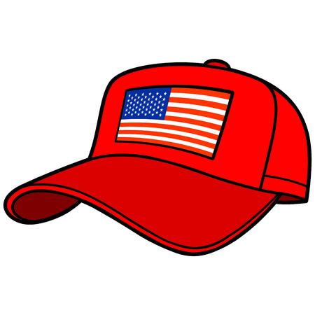 Baseball Cap with US Flagのイラスト素材