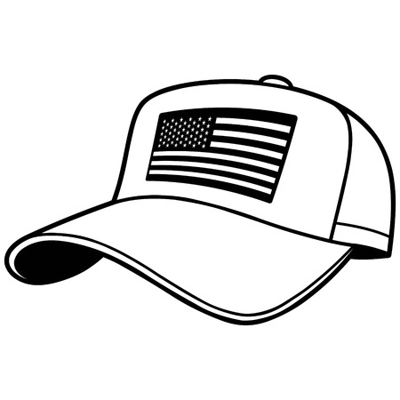 Baseball Cap illustration with US Flagのイラスト素材