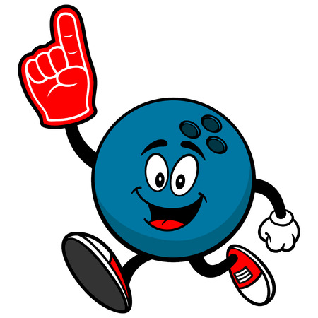 Bowling Ball Running with Foam Fingerのイラスト素材