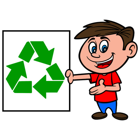 Boy with Recycle Signのイラスト素材