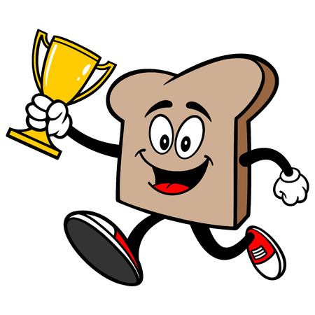 Bread Slice Running with a Trophyのイラスト素材