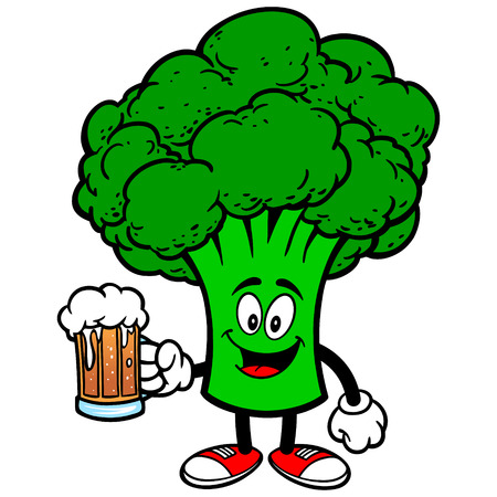 Broccoli with Beerのイラスト素材