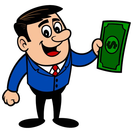 Businessman holding a Dollarのイラスト素材