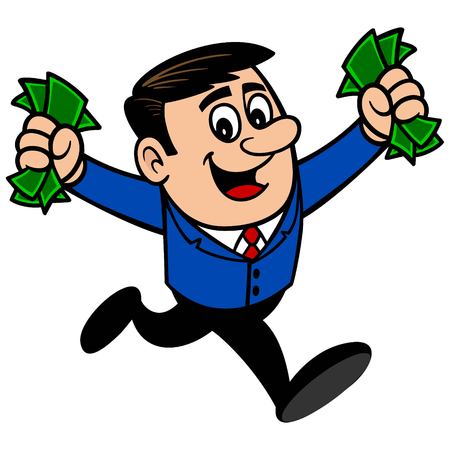 Businessman Running with Cashのイラスト素材