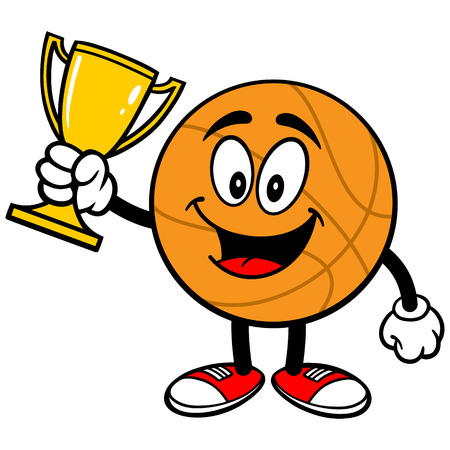 Cartoon Basketball with Trophyのイラスト素材