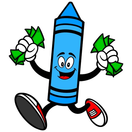 Crayon Running with Moneyのイラスト素材