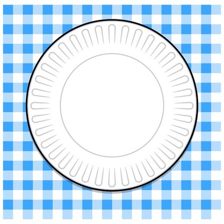 Paper Plate with Blue Tableclothのイラスト素材