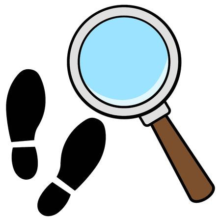 Magnifying Glass with Shoe Printsのイラスト素材