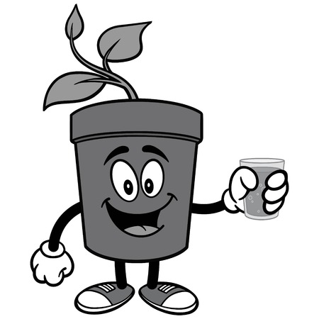 Potted Plant with Water Illustrationのイラスト素材