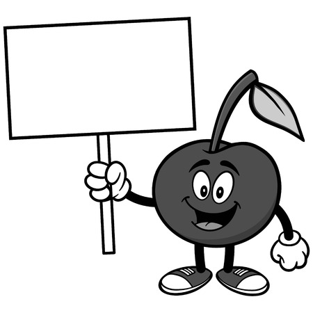 Cherry with Sign Illustrationのイラスト素材