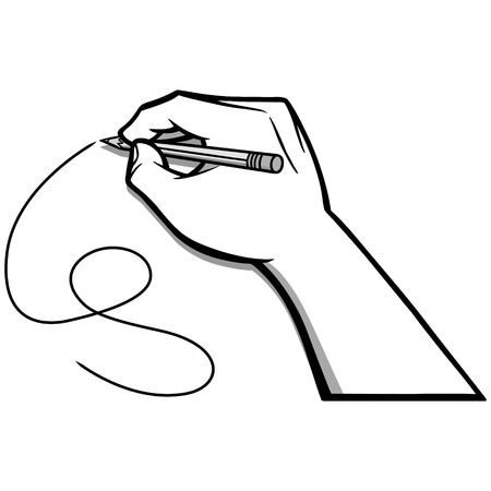 Drawing Hand Illustration - A vector cartoon illustration of a Hand holding a Pencil and Drawing.のイラスト素材