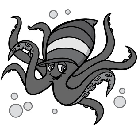 Octopus Rasta Illustration vector cartoon illustration of a Octopus with a Rasta hat.のイラスト素材