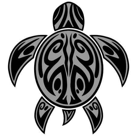 Sea Turtle Tribal Tattoo Illustration - A vector cartoon illustration of a Sea Turtle Tribal Tattoo concept.のイラスト素材