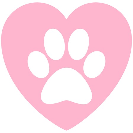 Paw Print Pink Heart - A vector cartoon illustration of a Paw Print on a Heart.のイラスト素材