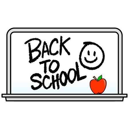 Back to School Whiteboard with Smiley - A vector cartoon illustration of a Back to School Whiteboard with Smiley concept.のイラスト素材