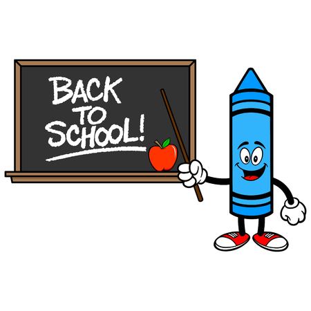 School Crayon with a Back to School Blackboard - A vector cartoon illustration of a School Crayon with a Back to School Blackboard concept.のイラスト素材
