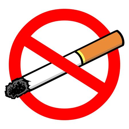 Cigarette Ban - A vector cartoon illustration of a no smoking sign.のイラスト素材