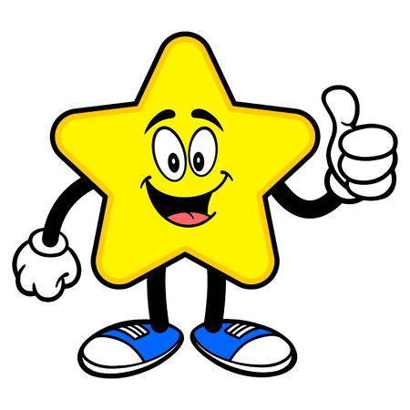 Star Mascot with Thumbs Up - A cartoon illustration of a cute Star mascot.のイラスト素材