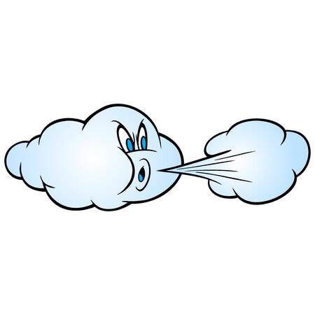 Wind Blowing - A cartoon illustration of a Cloud blowing some cold Air.のイラスト素材