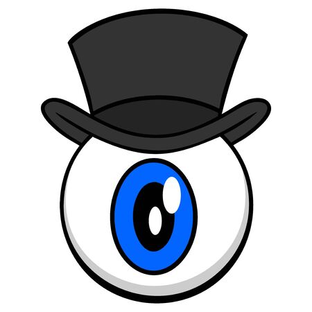 Eyeball with Top Hat - A cartoon illustration of a Eyeball with a Top Hat.のイラスト素材