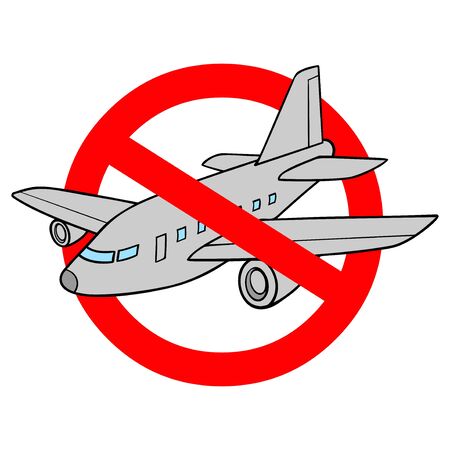 Flight Ban  - A cartoon illustration of a Flight Ban Sign.のイラスト素材