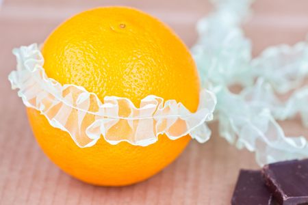 Orange with chocolateの写真素材