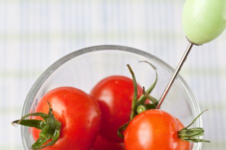 Cherry tomato in the glassの写真素材