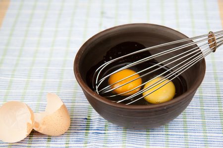 eggs for omelet on a tableの写真素材